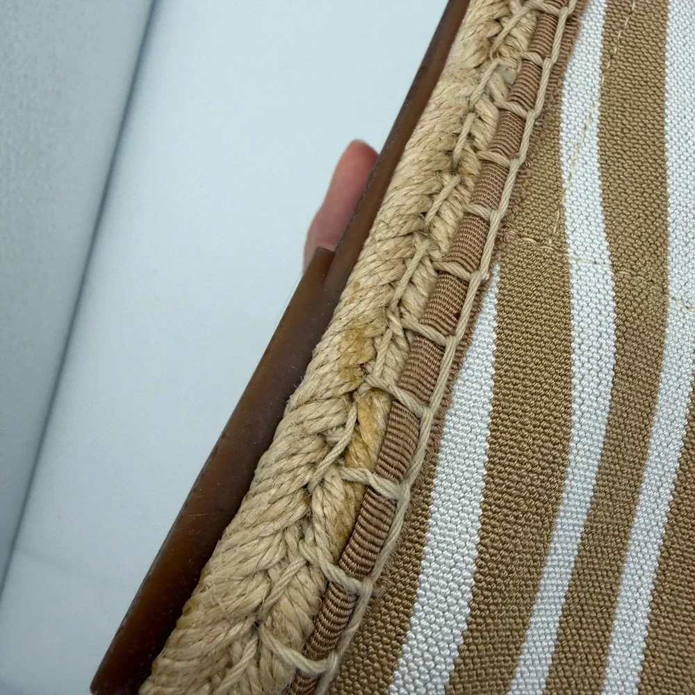 Vionic 356 Valeri Tan White Striped Canvas Espadrille Flats Size 9 Coastal Beach